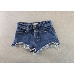 Free People Cut Off Shorts Size 24 Blue High Waisted Button Fly‎ 2" Inseam Denim